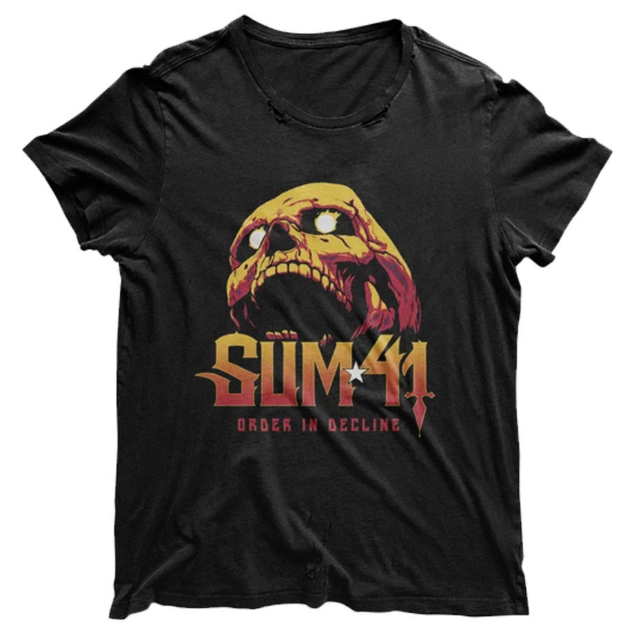 Sum41 Skull Black Distressed Tshirt