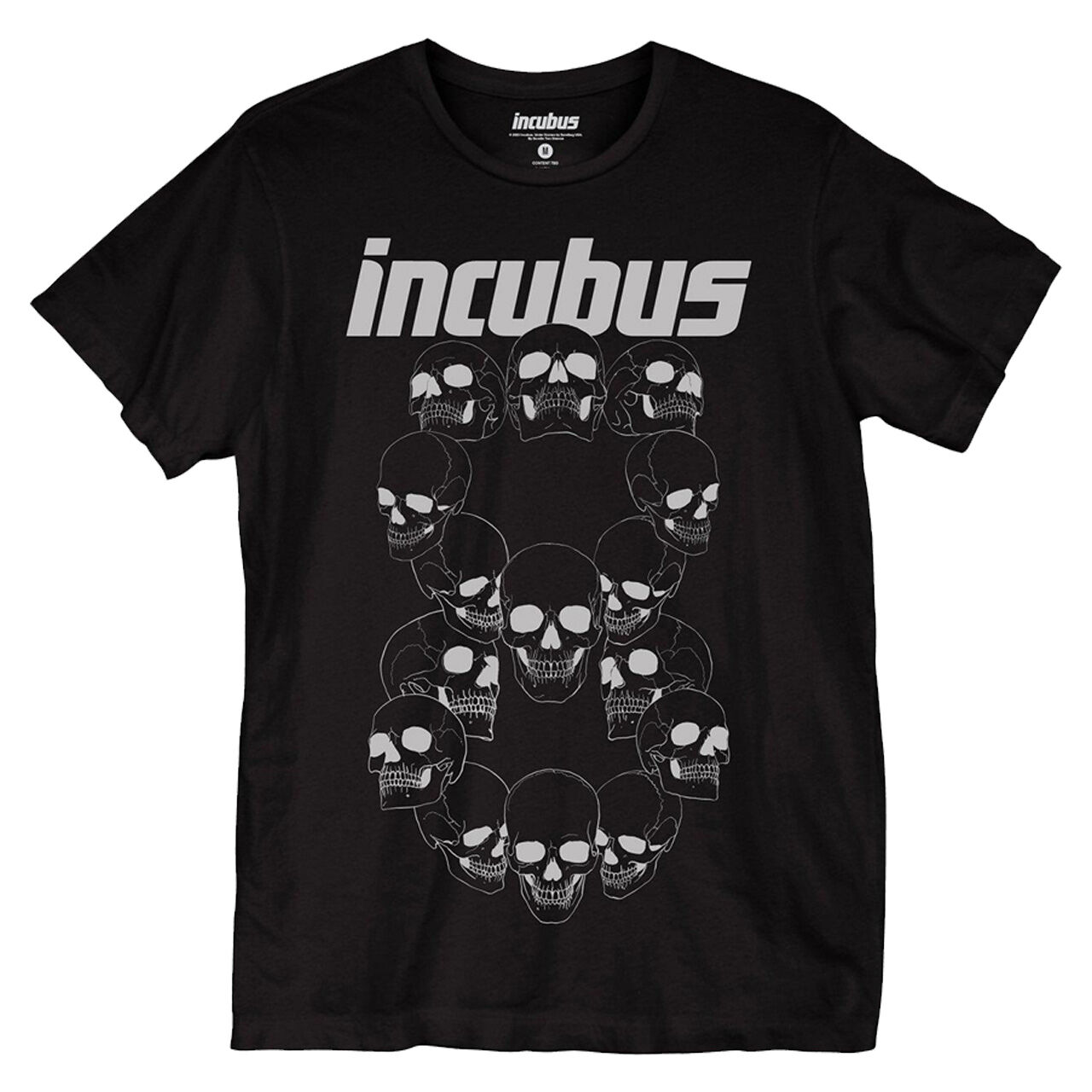 INCUBUS 8 Skulls Black Tshirt
