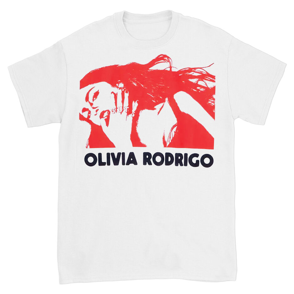 OLIVIA RODRIGO Guts Red Stencil White Tshirt