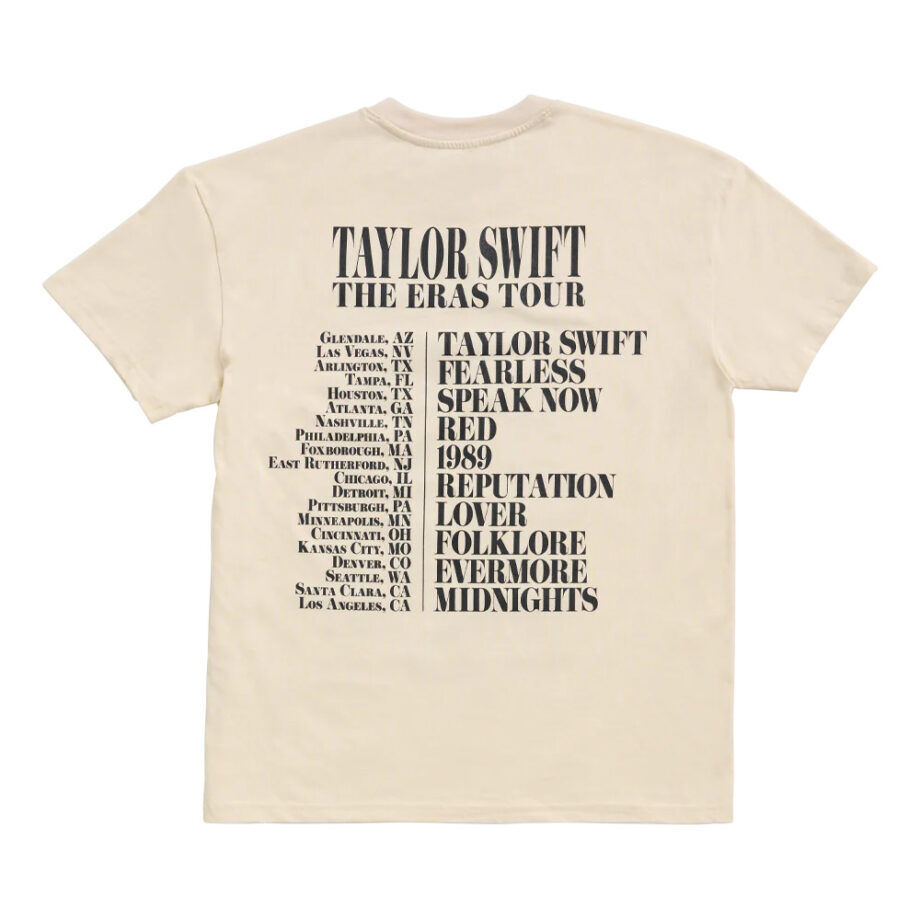 Taylor Swift The Eras Tour Us Dates Beige T Shirt