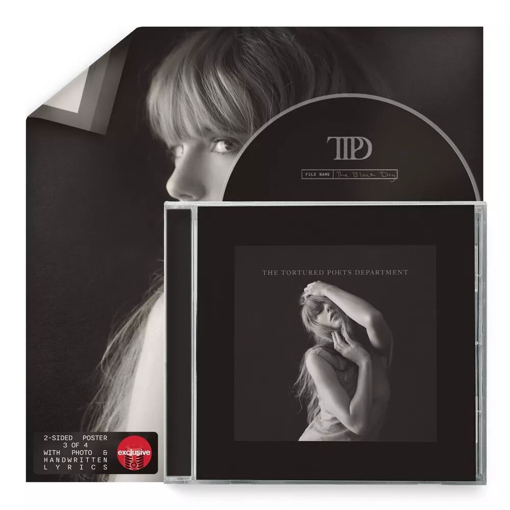 TAYLOR SWIFT The Tortured Poets Department The Black Dog Poster Edition Target Jewel Case CD