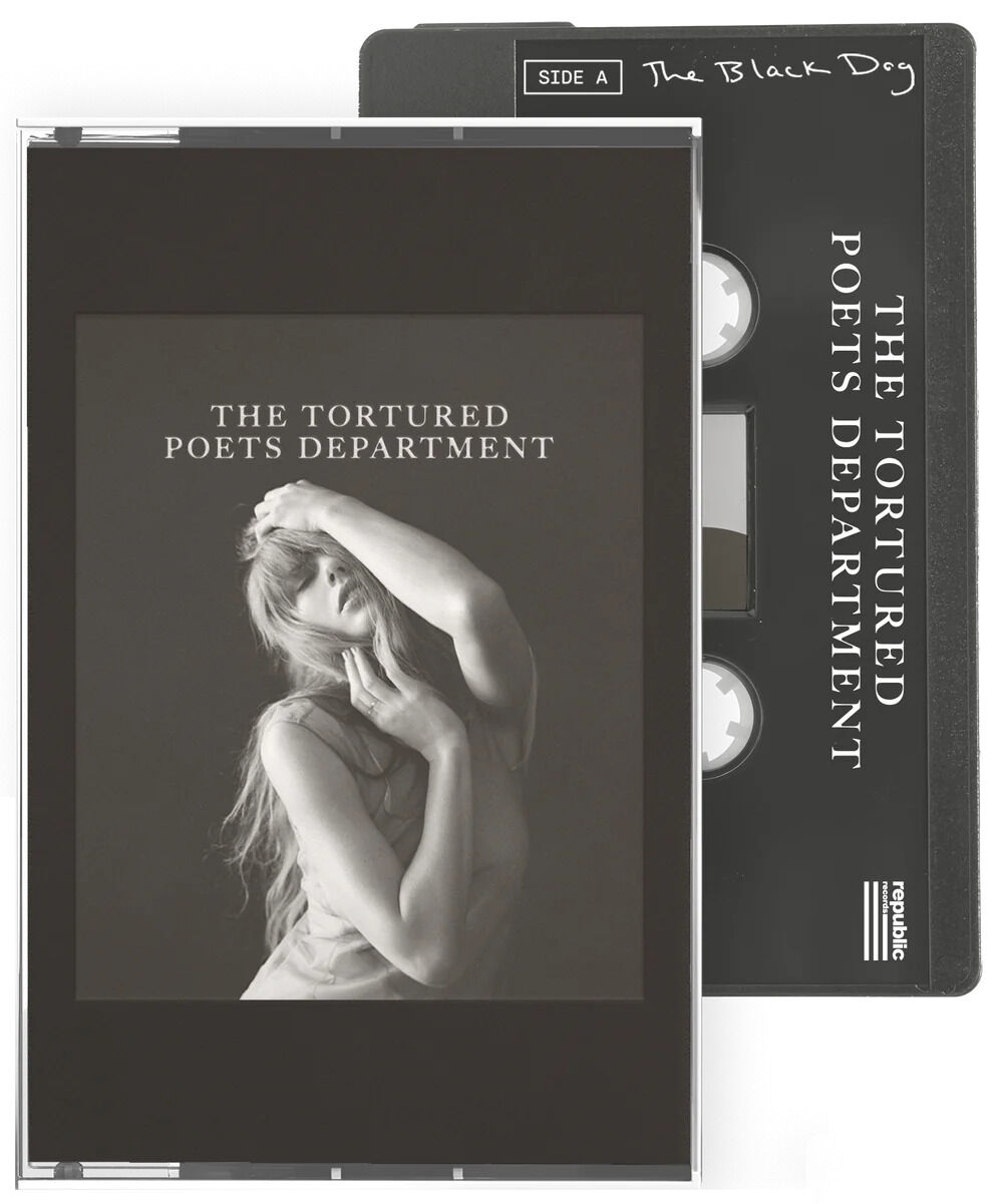 TAYLOR SWIFT The Tortured Poets Department The Black Dog Cover Black Jewel Case Cassette