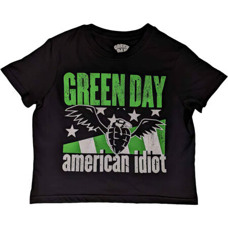Green Day American Idiot Wings Crop Top Ro Black Girls Tshirt