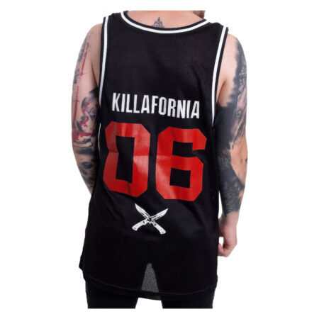 First Blood Killafornia Jersey Black White Tanktop (back)