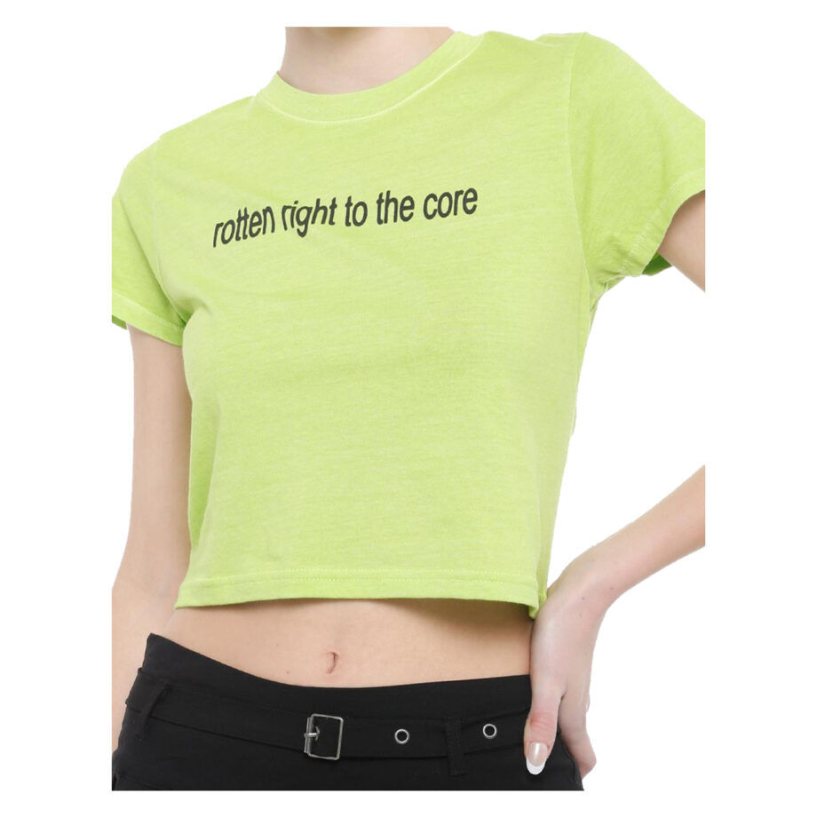 Charli Xcx Brat Rotten To The Core Girls Tshirt (yellow Green)