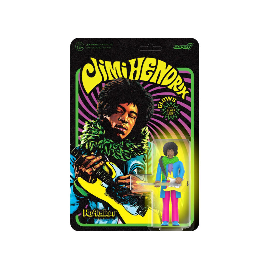 Jimi hendrix blacklight reaction super7 toy