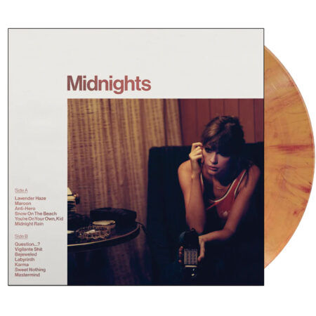 Taylor swift midnights blood moon edition vinyl, cover dent (orange, 2lp)